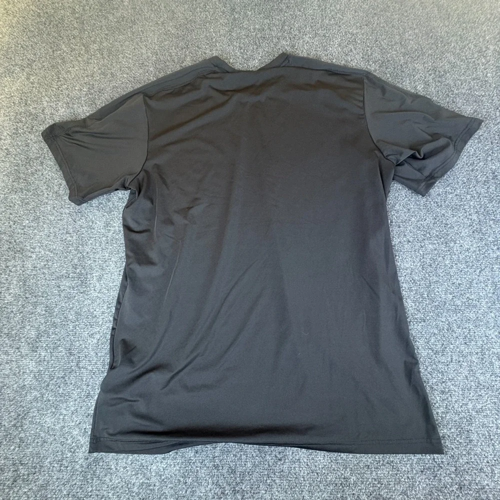 Adidas T-Shirt Men Large Black Logo Regular Fit Crew Neck Activewear Performance